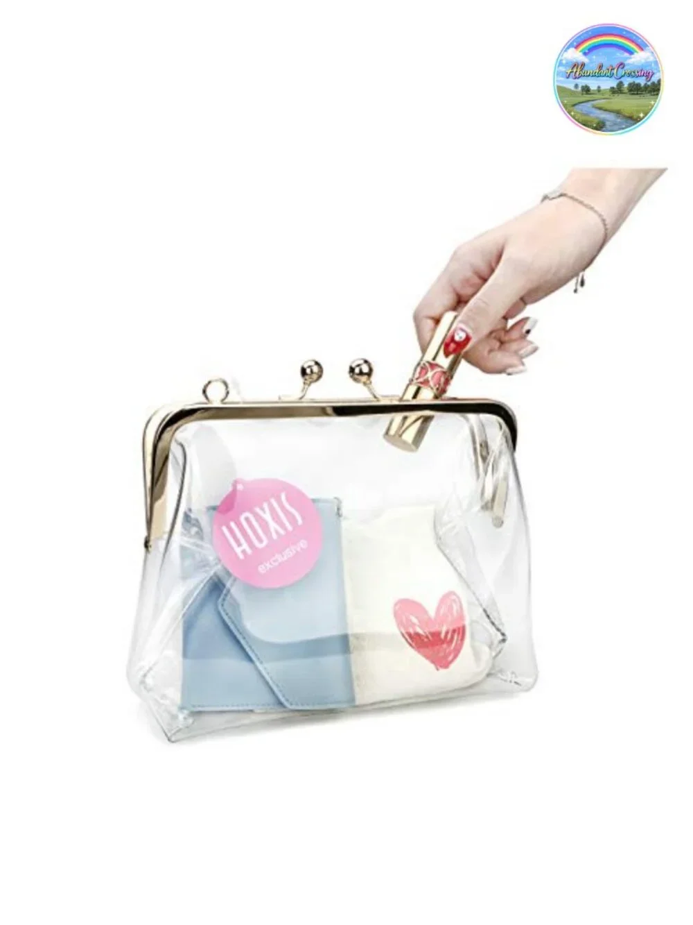 Transparent PVC Kiss Lock Chain Cross Body Bag Clutch